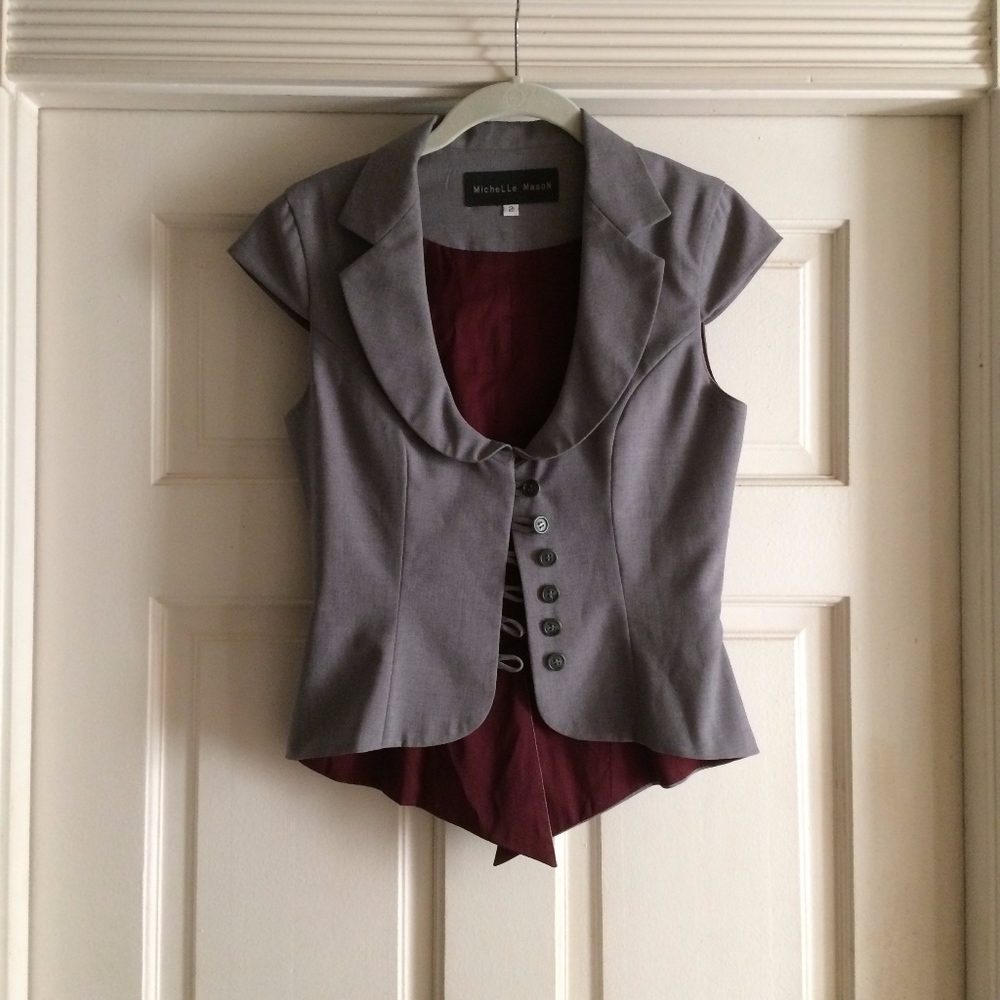 Gray Wool 6-Button Tailored, Fitted Vest